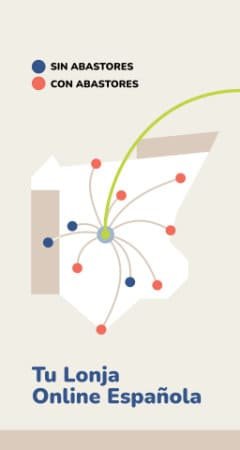 Diagrama comparativo de una lonja online española, con y sin Abastores.