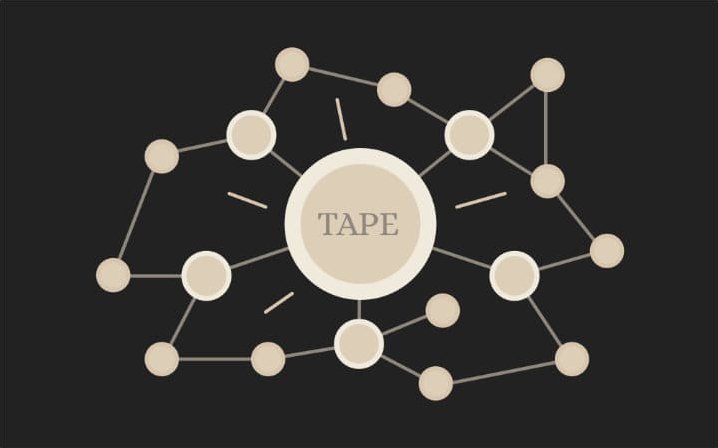 Segundo keyframe de 'TAPE' con un diagrama de líneas conectadas.