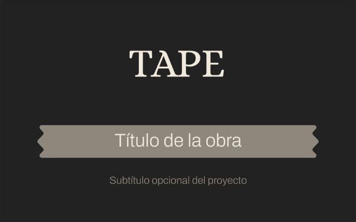 Final de animación con el logo 'TAPE' y espacio para el título y subtítulo de un proyecto.