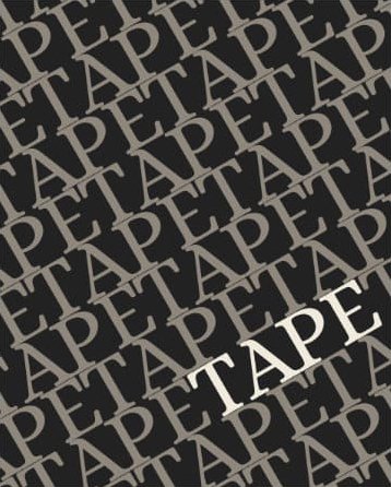 Tarjetas y anuncios con diferentes estilos gráficos y el logo 'TAPE'